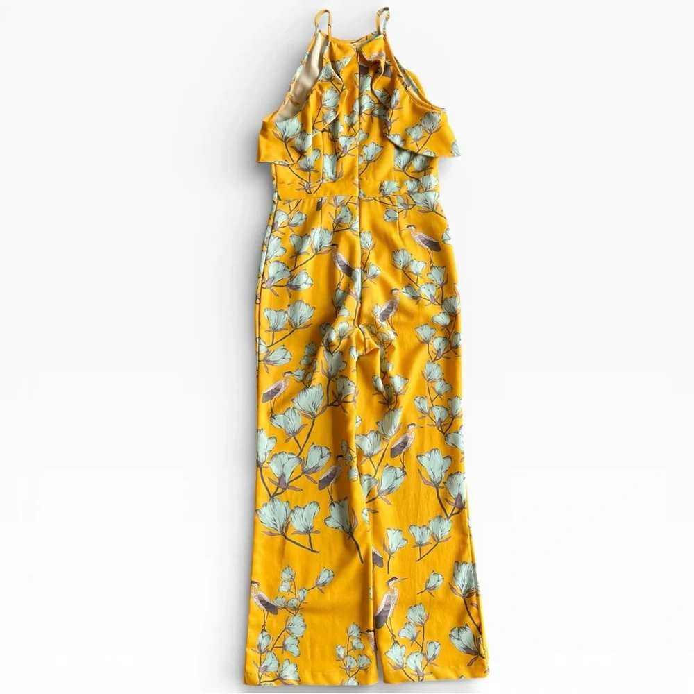 Varun Bahl Anthropologie Yellow Warbler Ruffled Crane Jumpsuit Size 6 - Picture 8 of 8